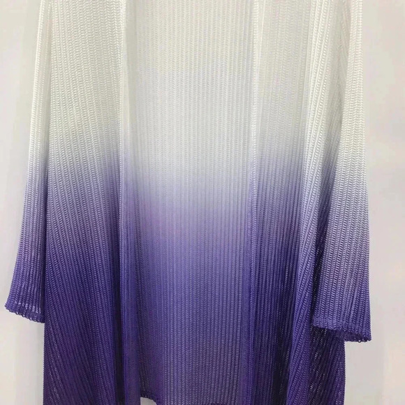 Women Chicos Travelers Waterfall Duster 1 Wrap Lagenlook Purple White Ombre Mesh - Picture 6 of 10